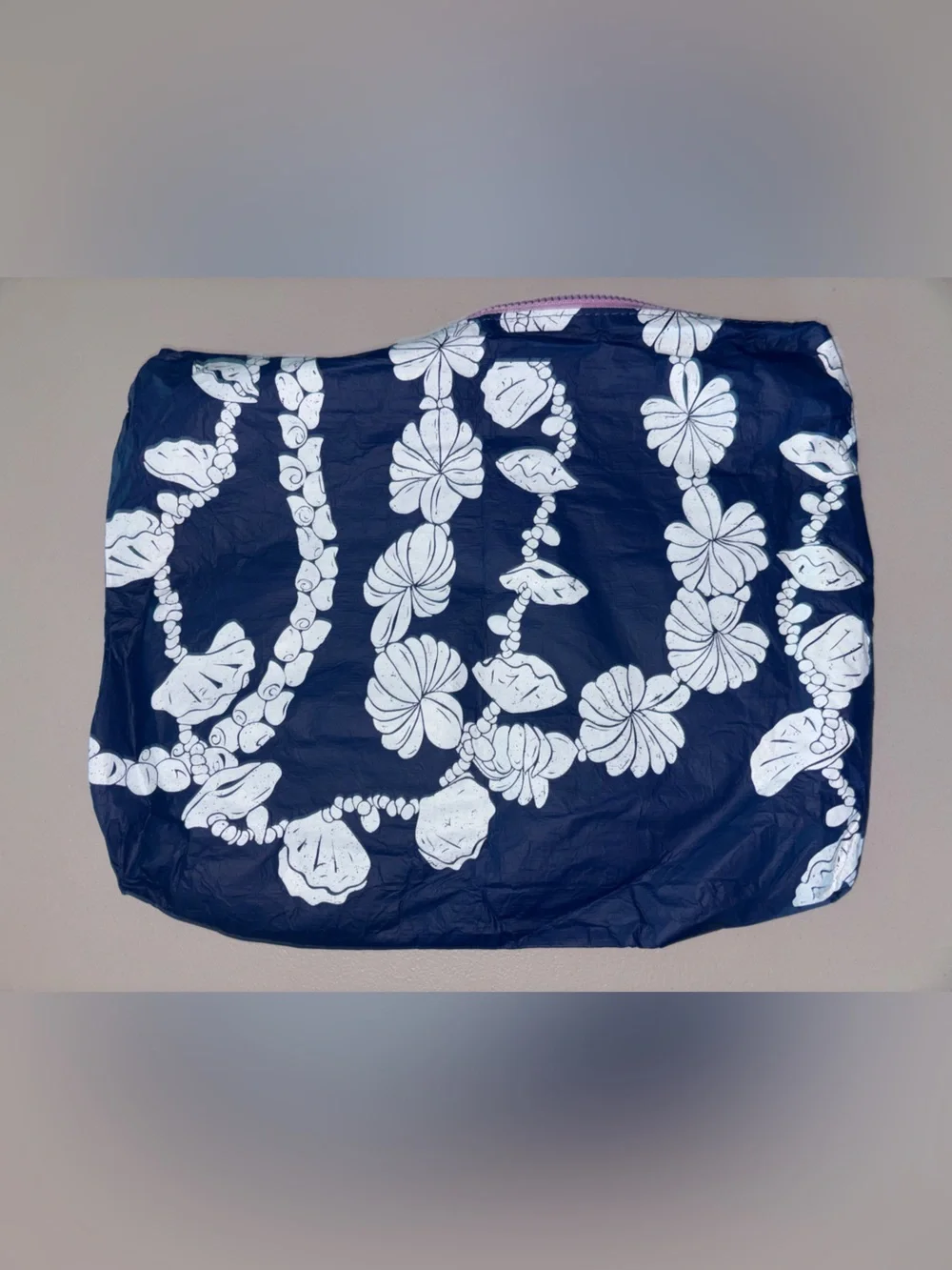 Navy Floral Print Zip Pouch - Women's Bag